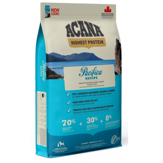 ACANA Highest Protein Pacifica – hrană uscată fără cereale pentru câini, bogată în proteine din pește, 11,4 kg